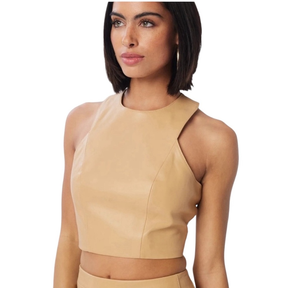 LITA by Ciara Lamb Leather Tank in Iced Coffee